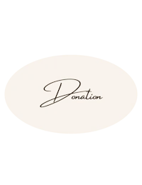 a beige oval with the word donation on it